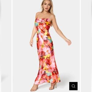 bebe Floral Satin Maxi Dress long NWT